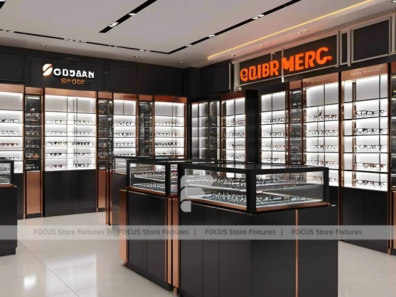 Blush Accent Optical Boutique System with Compact Showcase Grid