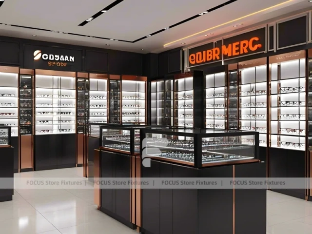 Blush Accent Optical Boutique System with Compact Showcase Grid
