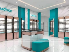 Blush Accent Optical Boutique System with Copper-Framed Cases