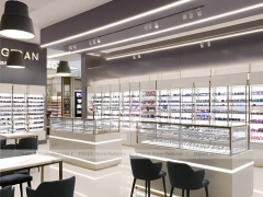 Blush Accent Optical Consultation Boutique with Round Meeting Table