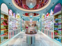 Boutique Sweet Candy Showcase Salon with Pastel Boutique Walkway