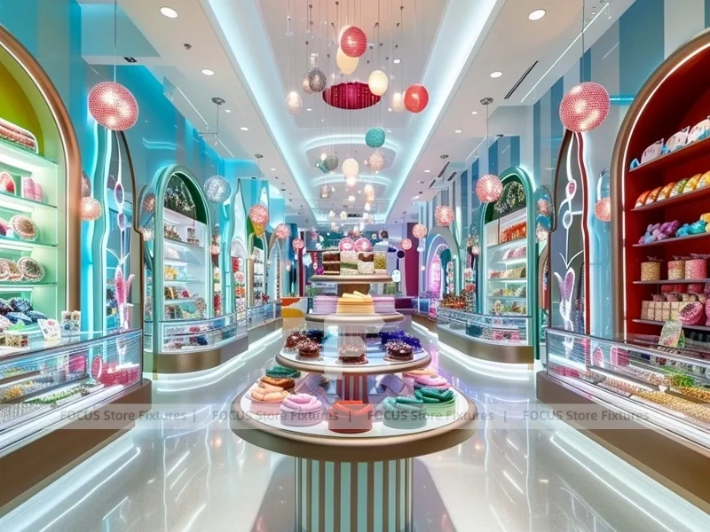 Boutique Sweet Candy Showcase Salon with Pastel Boutique Walkway
