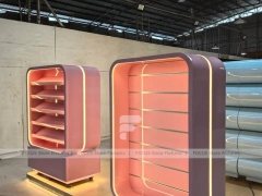 Bubblegum Pastel Candy Wall and Island Module with Pastel Store Prototype Layout