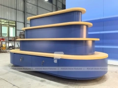 Candy Blue Confectionery Shelf Fixture with Backlit Wall Shelving