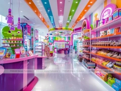 Candy Carnival Sweet Boutique Interior with Curved Candy Islands
