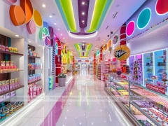 Candy Carnival with Curved Candy Islands Sweet Boutique Interior