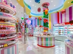 Candy Carnival with Curved Candy Islands Sweet Boutique Interior