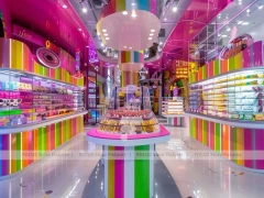 Candy Twist Confectionery Experience Shop with Ribbon Ceiling Display