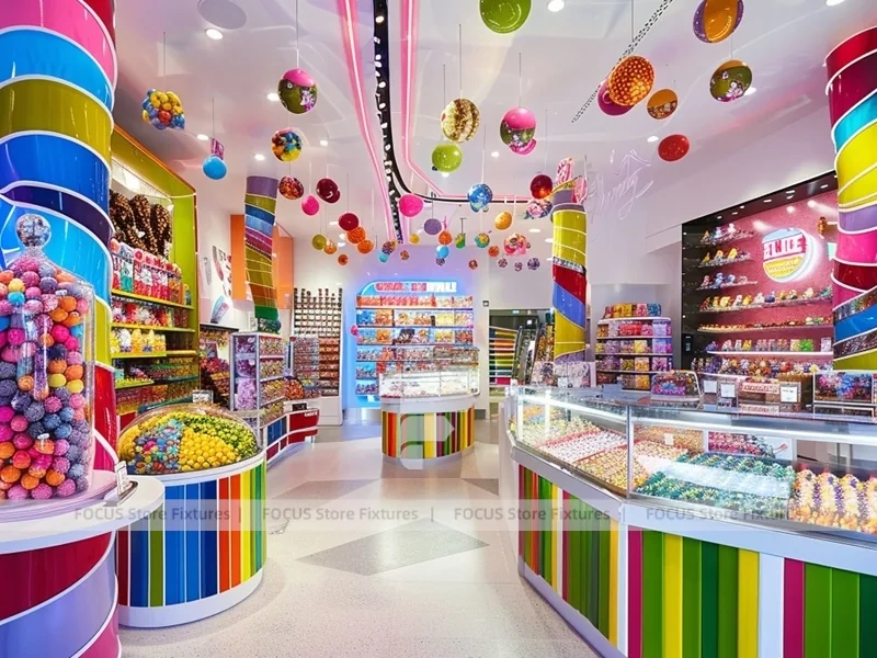 Candy Twist with Ribbon Ceiling Display Confectionery Experience Shop