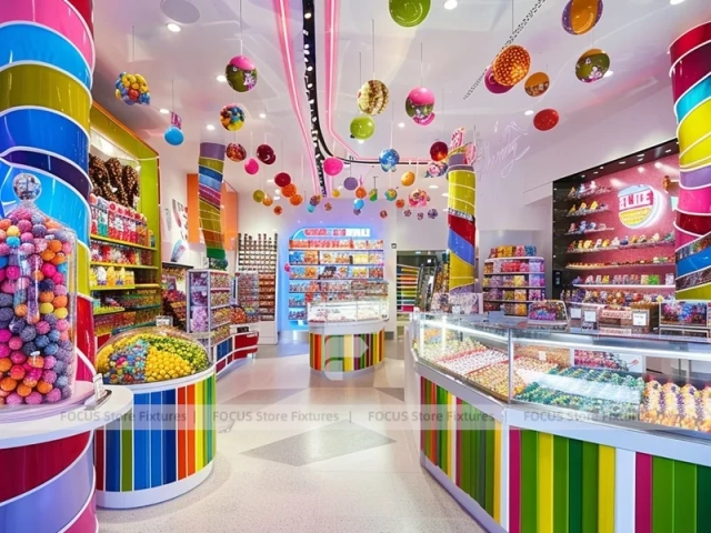 Candy Twist with Ribbon Ceiling Display Confectionery Experience Shop