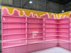 Cherry Pop Candy Wall and Island Module with Pastel Store Prototype Layout