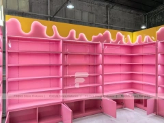 Cherry Pop Candy Wall and Island Module with Pastel Store Prototype Layout