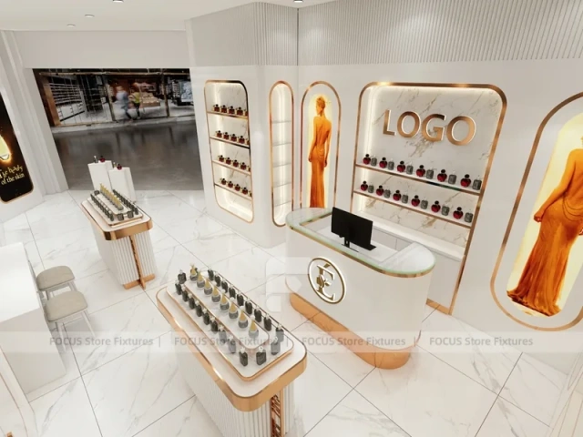 Cream Gold Perfume Boutique With Rounded Niches