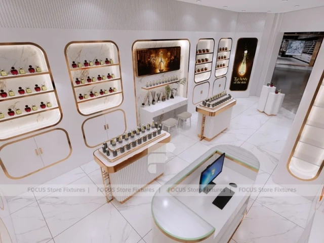 Cream Gold Perfume Boutique With Rounded Niches