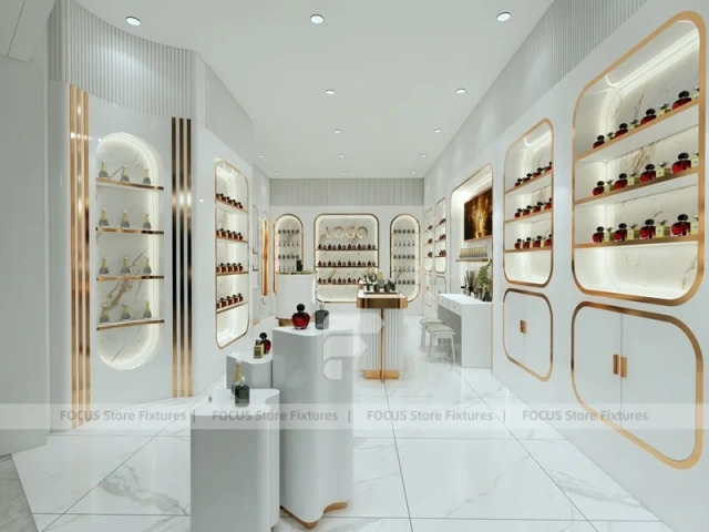 Cream Gold Perfume Boutique With Rounded Niches