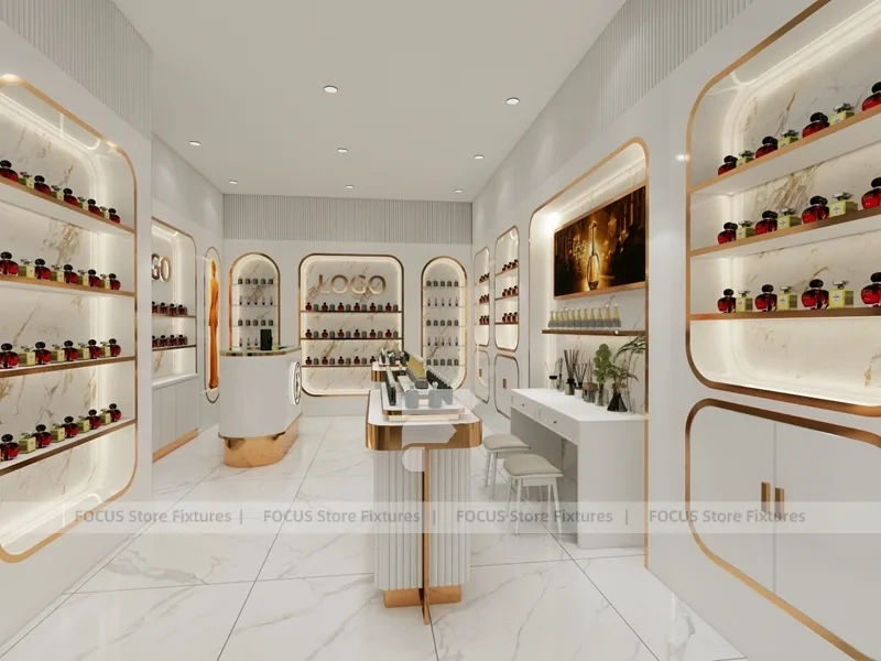 Cream Gold Perfume Boutique With Rounded Niches
