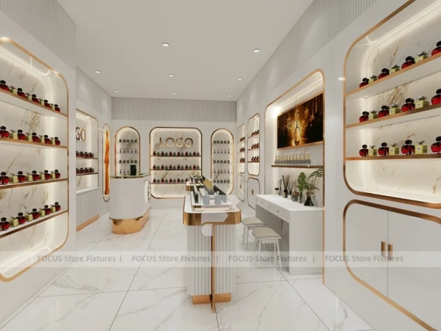 Cream Gold Perfume Boutique With Rounded Niches