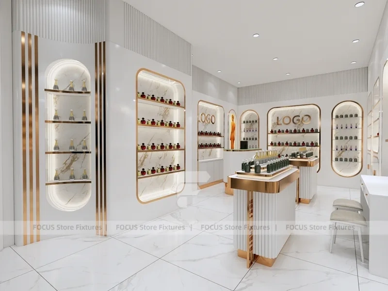 Cream Gold Perfume Boutique With Rounded Niches