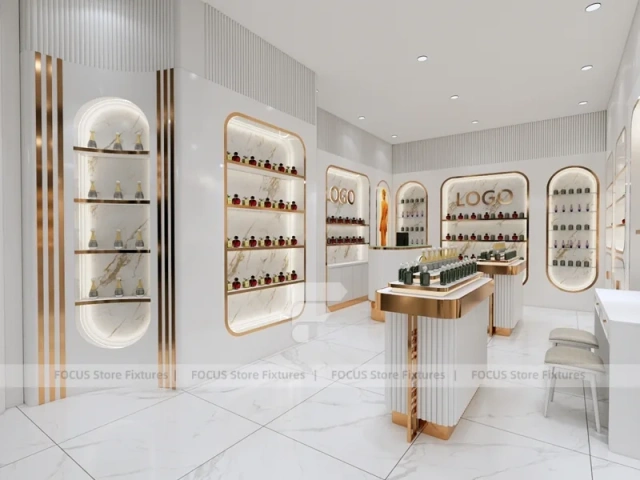 Cream Gold Perfume Boutique With Rounded Niches