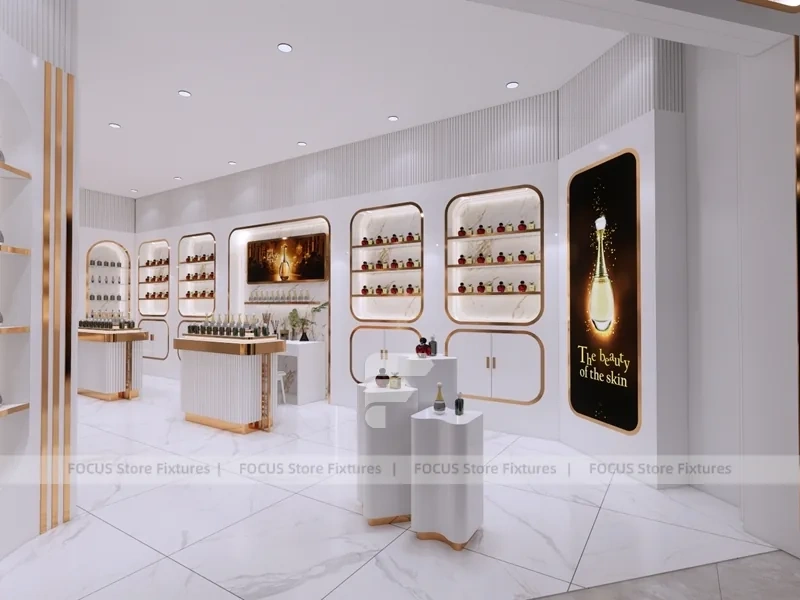 Cream Gold Perfume Boutique With Rounded Niches