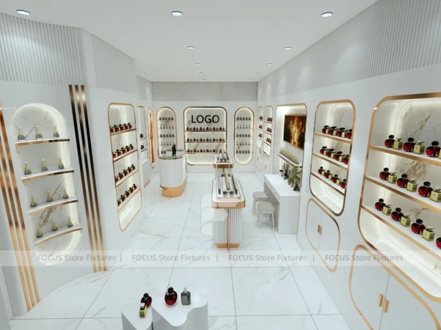 Cream Gold Perfume Boutique With Rounded Niches