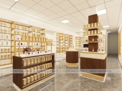Cream Perfume Display Wall With Poster Niche