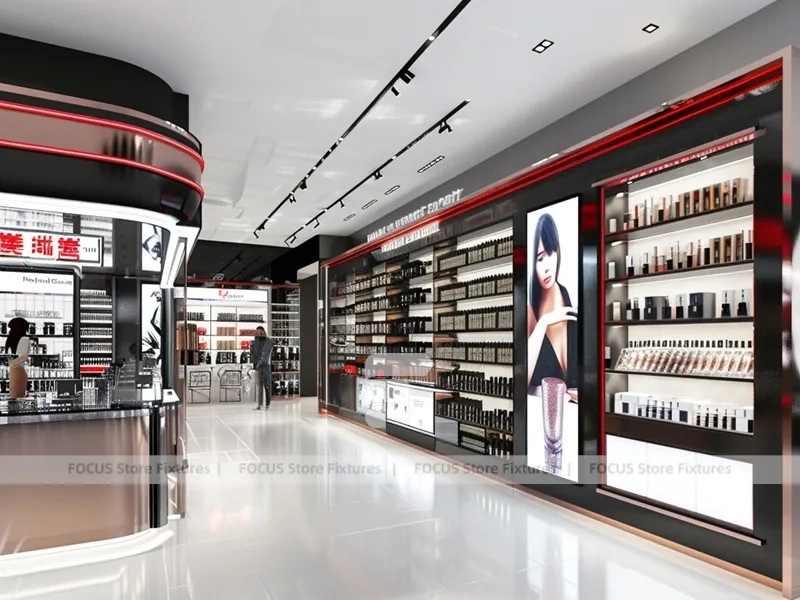 Curved Black Perfume Boutique With Portrait Lightbox
