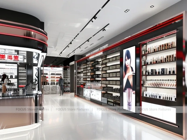 Curved Black Perfume Boutique With Portrait Lightbox