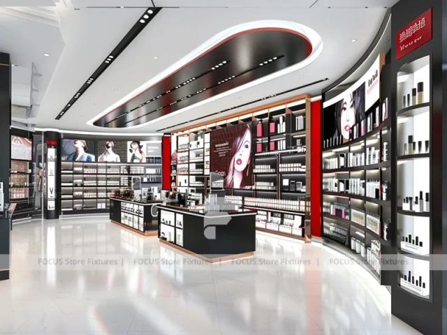 Curved Black Perfume Boutique With Portrait Lightbox