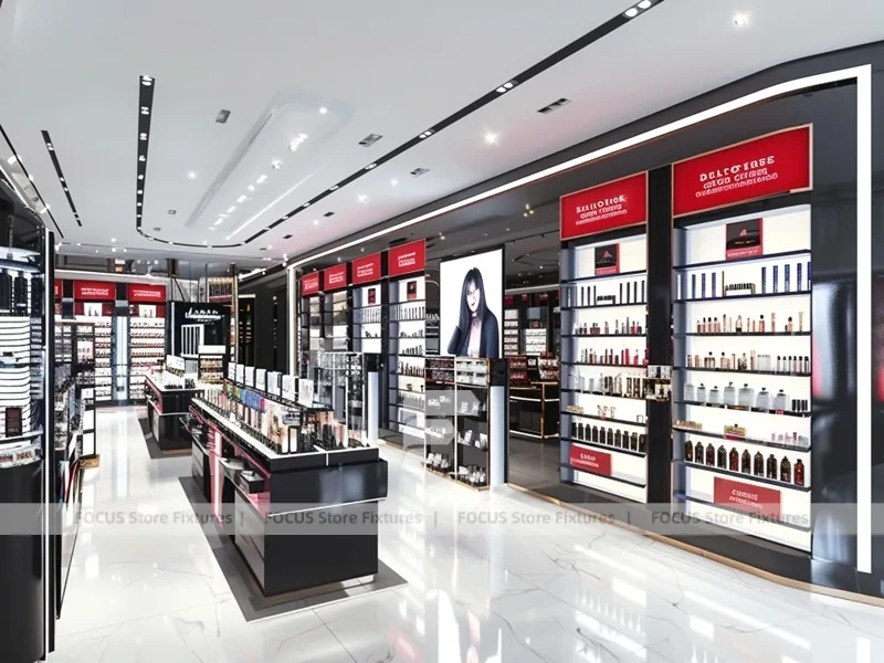 Curved Black Perfume Boutique With Portrait Lightbox