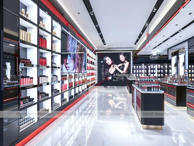 Curved Black Perfume Boutique With Portrait Lightbox