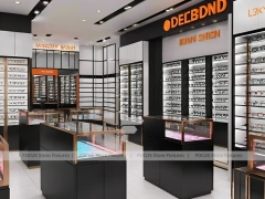 Dark Copper Vision Store Display with Branded Wall Towers