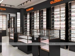 Dark Copper Vision Store Display with Branded Wall Towers