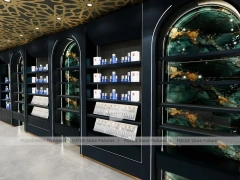 Dark Green Arched Perfume Wall Shelving