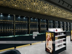 Dark Green Arched Perfume Wall Shelving