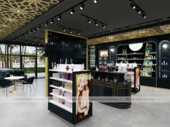 Dark Luxury Perfume Boutique With Round Tester Gondolas