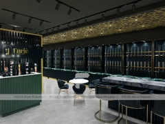 Dark Luxury Perfume Boutique With Round Tester Gondolas