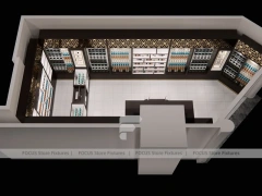 Dark Perfume Boutique With Pendant Lighting And Gold Lattice