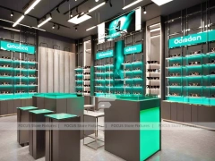 Dark Teal Vision Concept Space with Graphic Merchandising Panels