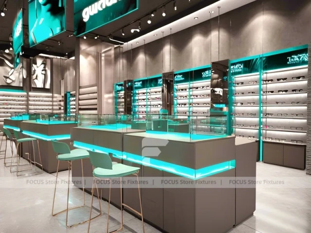 Dark Teal Vision Concept Space with Graphic Merchandising Panels