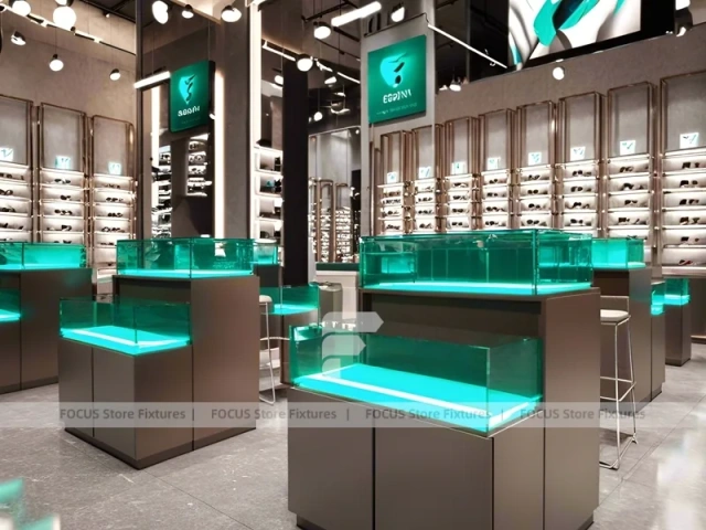 Dark Teal Vision Concept Space with Graphic Merchandising Panels