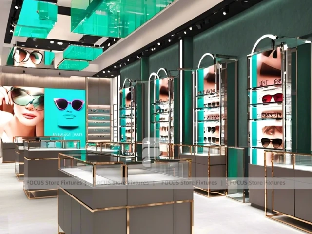 Dark Teal Vision Concept Space with Graphic Merchandising Panels
