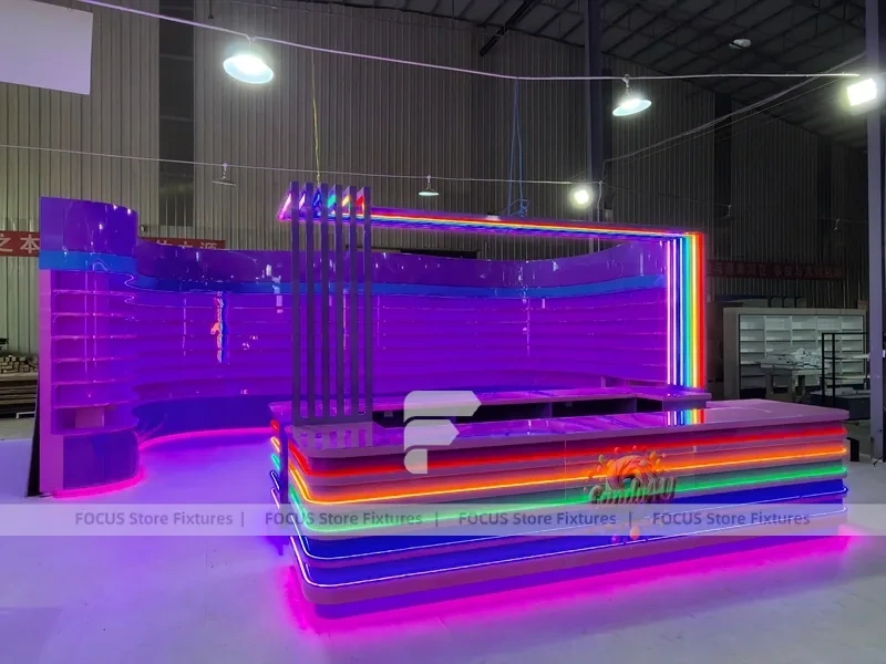 Electric Rainbow Confectionery Service Island with Rainbow Edge Lighting