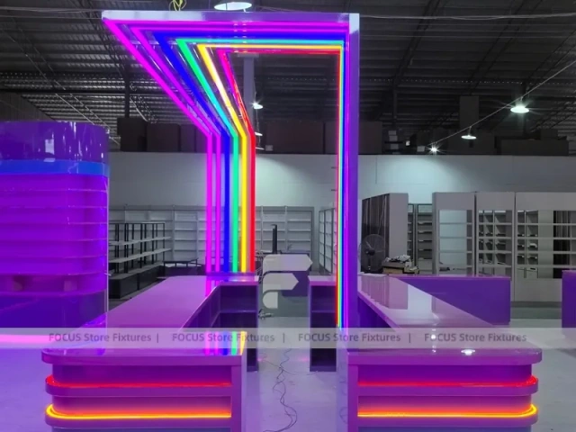 Electric Rainbow Confectionery Service Island with Rainbow Edge Lighting