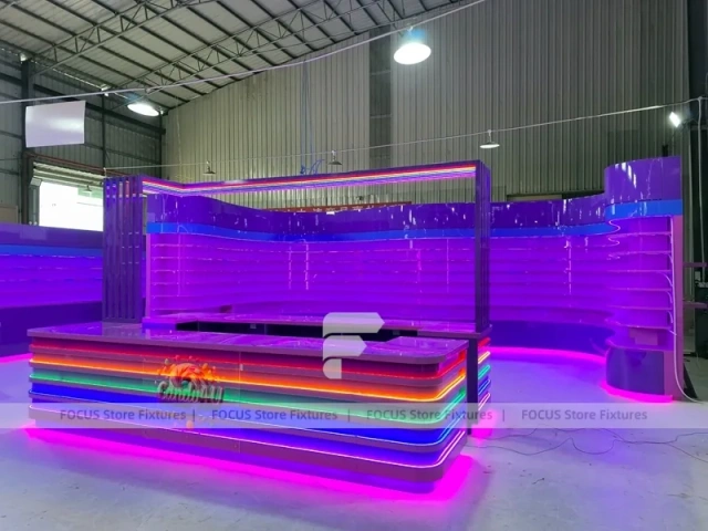 Electric Rainbow Confectionery Service Island with Rainbow Edge Lighting