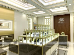 Elegant Cream Perfume Boutique With Illuminated Cabinets