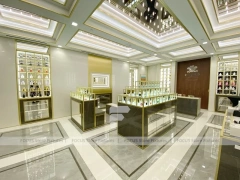 Elegant Cream Perfume Boutique With Illuminated Cabinets