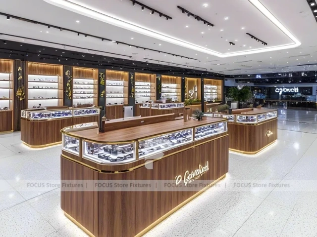 Flagship Walnut Vision Boutique System with Branded Feature Counter