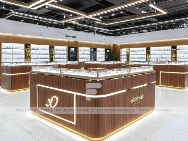 Flagship Walnut Vision Boutique System with Branded Feature Counter