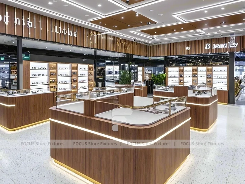 Flagship Walnut Vision Boutique System with Branded Feature Counter